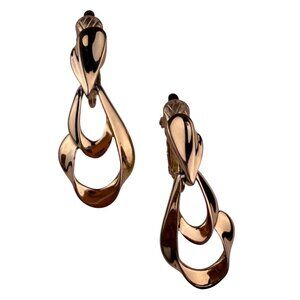 Trifari Womens Gold Tone Metal Clip-On Earrings Vintage Statement Jewelry
